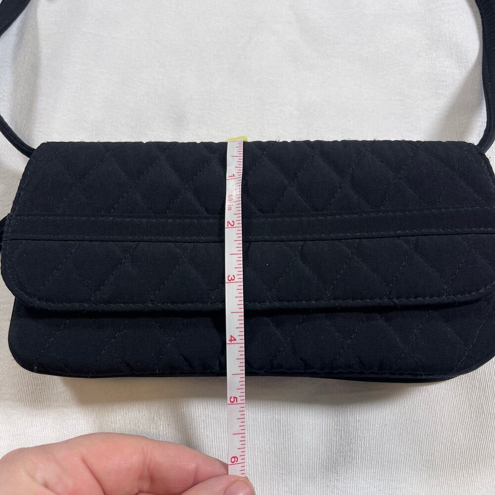 Vera Bradley Black Quilted Microfiber Shoulder Bag Purse Flap Silver Hardware - Picture 6 of 6